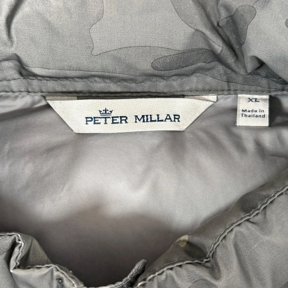 Peter Millar Mens XL Gray Camo Après Ski Puffer Vest Water Resistant MF22Z01